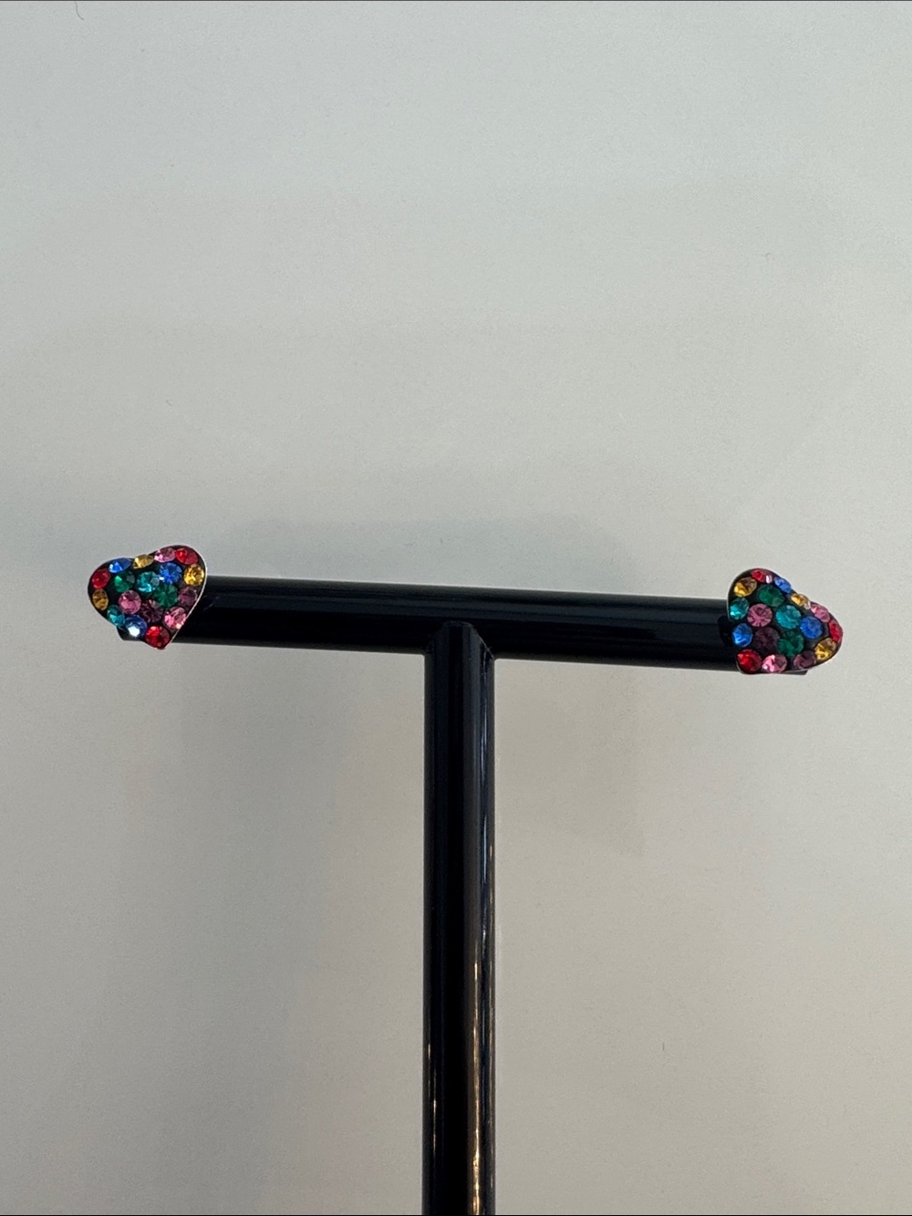 Sterling silver Multicolor Crystal Heart Stud Earrings